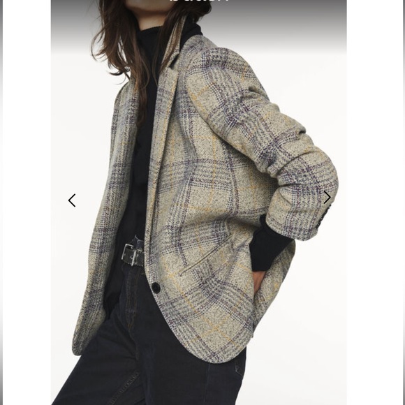 Ba-sh ba&sh bash Blazer Leto Suit Jacket Plaid Wool Tailored $665 - Picture 3 of 9
